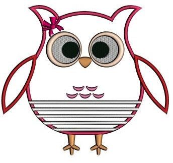 Owl Applique with stripes Machine Embroidery Digitized Design Pattern - Instant Download - comes in three sizes 4x4 , 5x7, 6x10 hoops