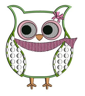Owl Bird Applique with polka dots Machine Embroidery Digitized Design Pattern - Instant Download - in three sizes 4x4 , 5x7, 6x10 hoops