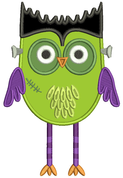 Owl Frankenstein Halloween Applique Machine Embroidery Design Digitized Pattern