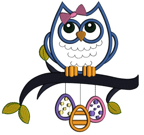 Owl On a Branch Applique Machine Embroidery Digitized Design Pattern