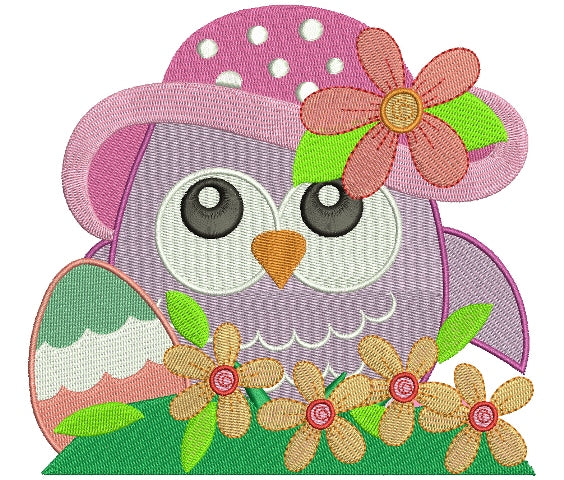 Owl with a Large Hat Filled Machine Embroidery Digitized Design Pattern