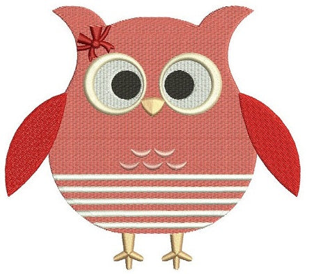 Owl with stripes Machine Embroidery Digitized Design Filled Pattern - Instant Download - comes in three sizes 4x4 , 5x7, 6x10 hoops