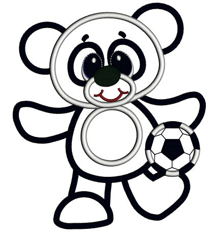 Panda Soccer Player Applique Machine Embroidery Digitized Design Pattern
