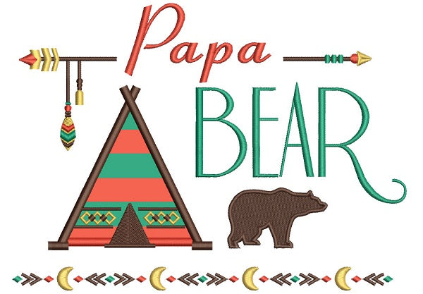 Papa Bear Tribal Applique Machine Embroidery Design Digitized Pattern
