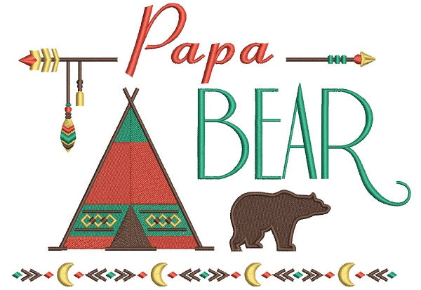 Papa Bear Tribal Filled Machine Embroidery Design Digitized Pattern