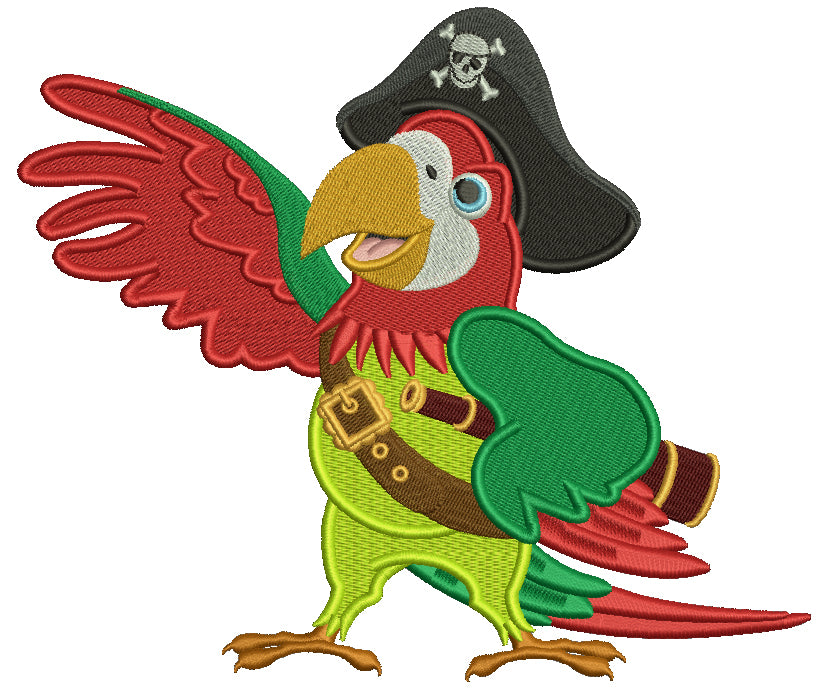 Parrot the Pirate Filled Machine Embroidery Design Digitized Pattern