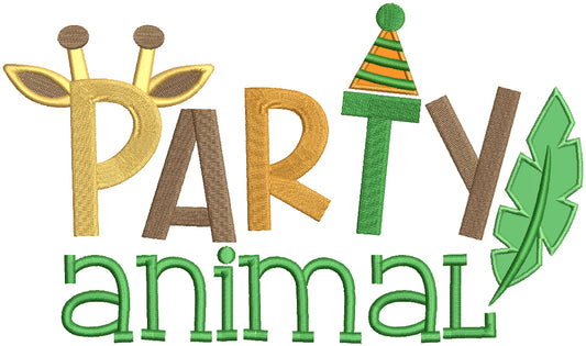 Party Animal Giraffe Ears Applique Machine Embroidery Design Digitized Pattern
