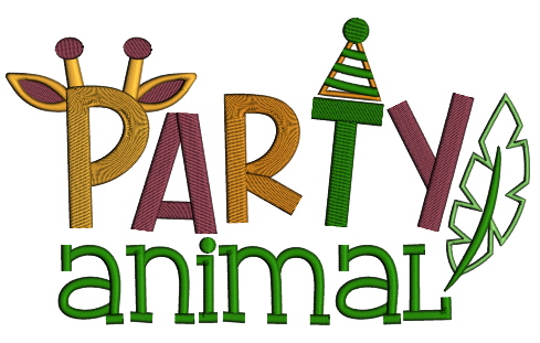 Party Animal Giraffe Ears Applique Machine Embroidery Design Digitized Pattern