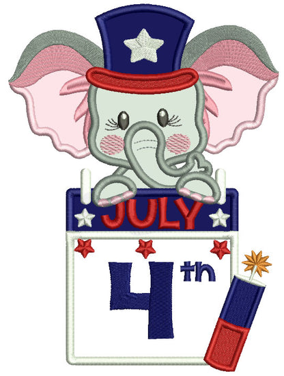 Patriotic Elephant 4th Of July Applique Machine Embroidery Design Digitized Pattern