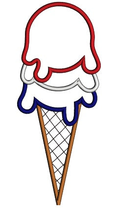 Patriotic Ice Cream Cone USA Applique Machine Embroidery Design Digitized Pattern