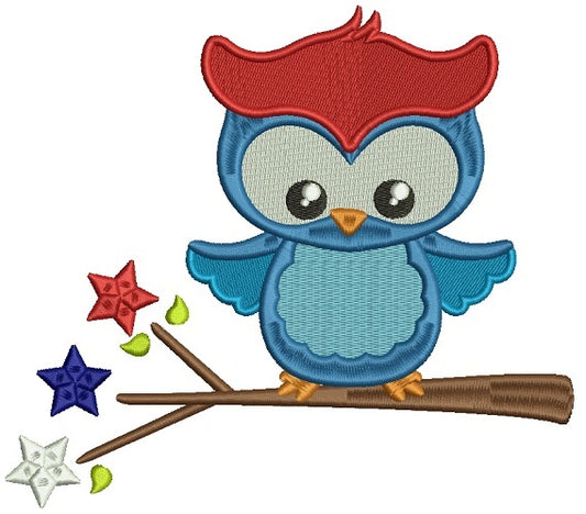 Patriotic Owl Filled Machine Embroidery Design Digitized Pattern