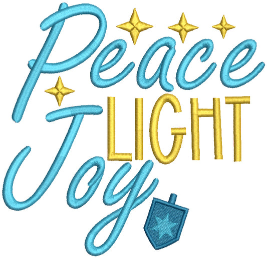 Peace Light And Joy Hanukkah Filled Machine Embroidery Design Digitized Pattern