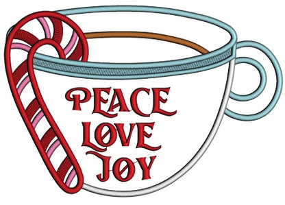 Peace Love Joy Hot Cocoa Christmas Applique Machine Embroidery Design Digitized Pattern