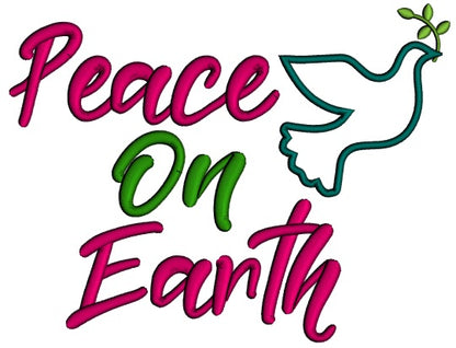 Peace On Earth Dove Applique Machine Embroidery Design Digitized Pattern