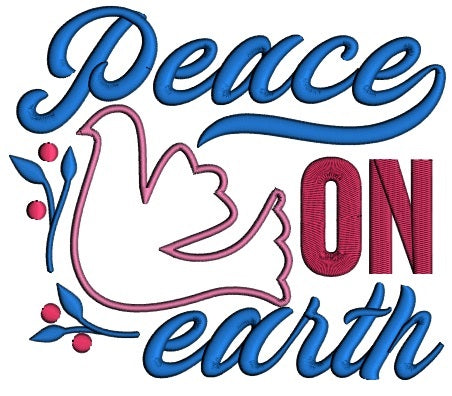 Peace On Earth Dove Christmas Applique Machine Embroidery Design Digitized Pattern