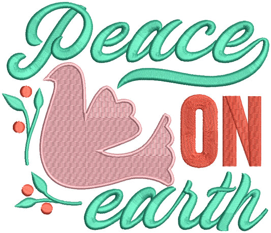 Peace On Earth Dove Christmas Filled Machine Embroidery Design Digitized Pattern