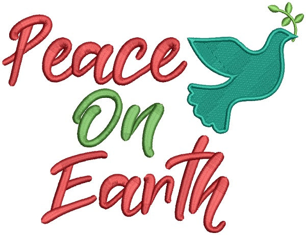 Peace On Earth Dove Filled Machine Embroidery Design Digitized Pattern