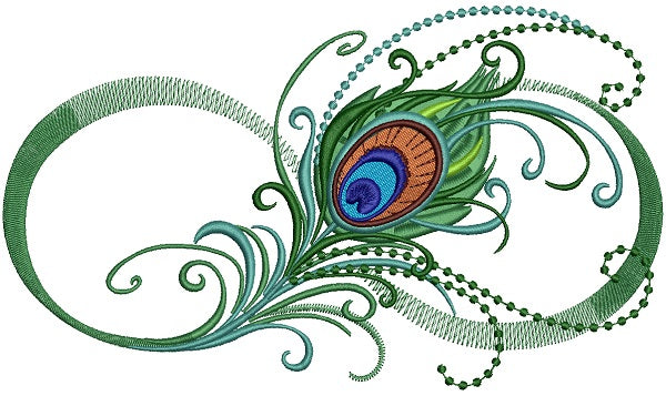 Peacock Feather With Fade-away Effect Bird Filled Machine Embroidery Design Digitized Pattern