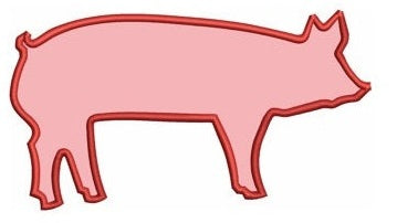 Pig, Hog Applique - Instant Download Machine Embroidery Design 4x4 , 5x7, and 6x10 hoops
