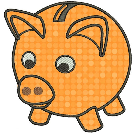 Piggy Bank Applique Machine Embroidery Food Digitized Design Pattern