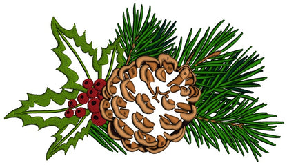 Pine Cone Applique Christmas Machine Embroidery Design Digitized Pattern