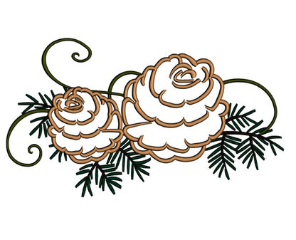 Pine Cone Christmas Applique Machine Embroidery Digitized Design Pattern