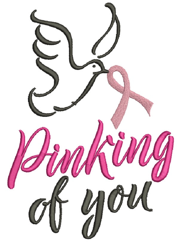 Pinking Of You Breast Cancer Awareness Dove Filled Machine Embroidery Design Digitized Pattern