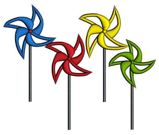 Pinwheel (windmill) Applique Machine Embroidery Digitized Design Pattern (necktie) - Instant Download - 4x4 , 5x7, and 6x10 -hoops