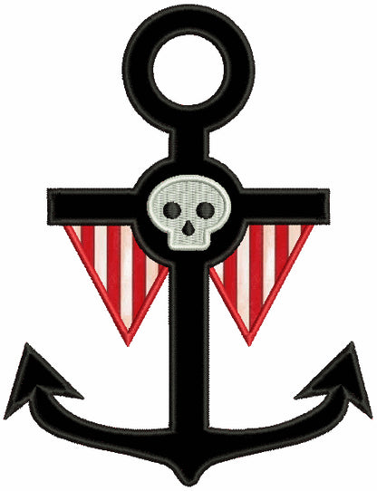 Pirate Anchor With a Skull Applique Machine Embroidery Design Digitized Pattern