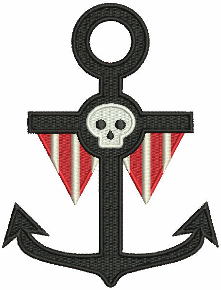 Pirate Anchor With a Skull Filled Machine Embroidery Design Digitized Pattern