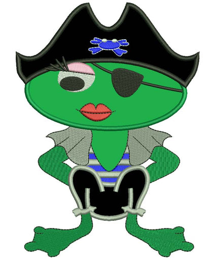 Pirate Girl Frog Applique Machine Embroidery Digitized Design Pattern