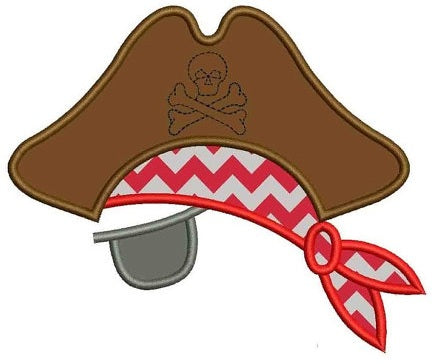 Pirate Hat Applique with an eye patch Machine Embroidery Digitized Design Pattern - Instant Download- 4x4 , 5x7, 6x10