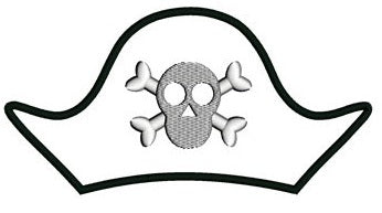 Pirate Hat Skull and Bones Applique Digitized Machine Embroidery Design Pattern - Instant Download - 4x4 , 5x7, 6x10