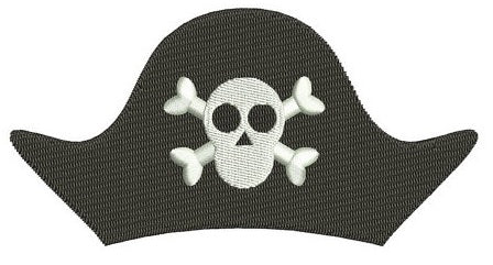 Pirate Hat Skull and Bones Digitized Machine Embroidery Design Filled Pattern - Instant Download - 4x4 , 5x7, 6x10