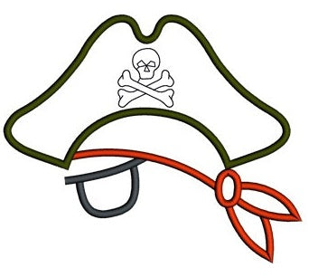 Pirate Hat with an Eye Patch Applique Machine Embroidery Digitized Design Pattern