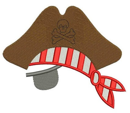 Pirate Hat with an Eye Patch Filled Machine Embroidery Digitized Design Pattern