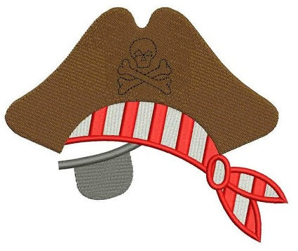 Pirate Hat with an eye patch Machine Embroidery Digitized Design Filled Pattern - Instant Download- 4x4 , 5x7, 6x10