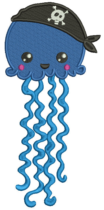 Pirate Jellyfish Filled Machine Embroidery Design Digitized