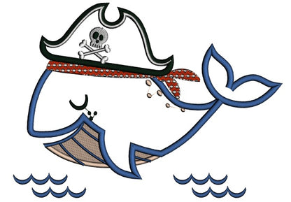 Pirate Whale Applique Machine Embroidery Design Digitized Pattern