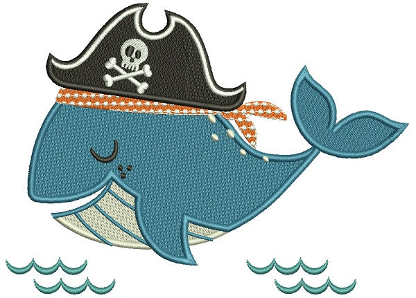 Pirate Whale Filled Machine Embroidery Design Digitized Pattern