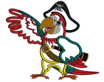 Parrot the Pirate Applique Machine Embroidery Design Digitized Pattern