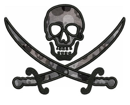 Pirate Skull and Swords Applique Digitized Machine Embroidery Design Pattern - Instant Download