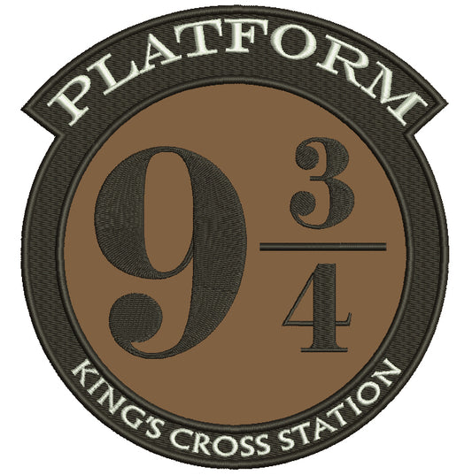 Platform 9 3/4 (Nine and Three Quarters) King's Cross Station Harry Potter Applique Machine Embroidery Digitized Design Pattern
