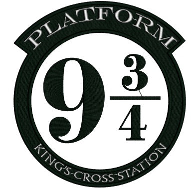 Platform 9 3/4 (Nine and Three Quarters) King's Cross Station Harry Potter Applique Machine Embroidery Digitized Design Pattern