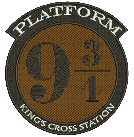 Platform 9 3/4 (Nine and Three Quarters) King's Cross Station Harry Potter Filled Machine Embroidery Digitized Design Pattern
