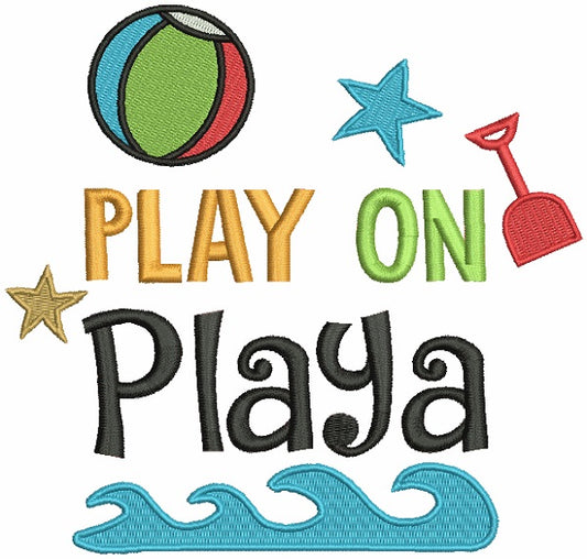 Play On Playa Beach Ball Summer Filled Machine Embroidery Design Digitized Pattern