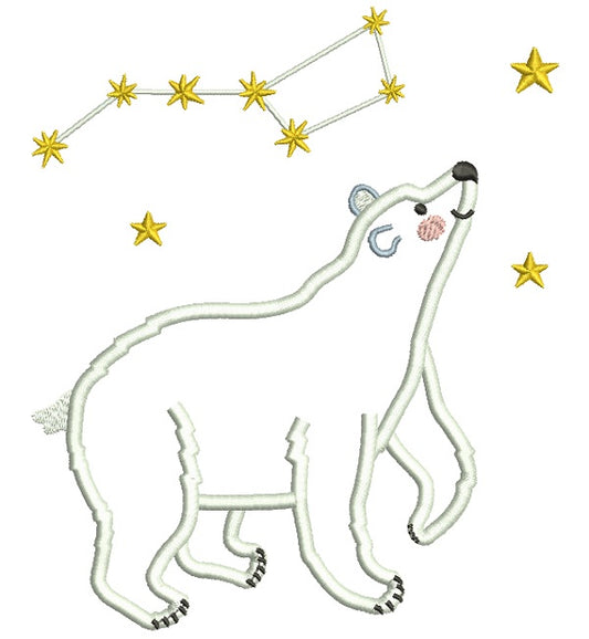 Polar Bear Big Dipper Constellation Applique Machine Embroidery Design Digitized Pattern