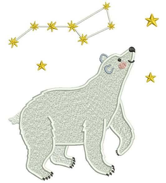 Polar Bear Big Dipper Constellation Filled Machine Embroidery Design Digitized Pattern
