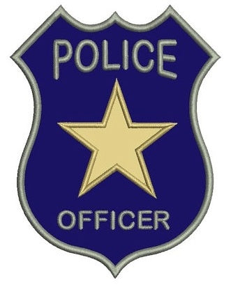 Police Badge Applique Machine Embroidery Digitized Design Pattern - Instant Download- 4x4 , 5x7, 6x10