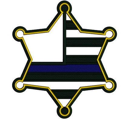 Police Badge With a Flag Applique Machine Embroidery Design Digitized Pattern